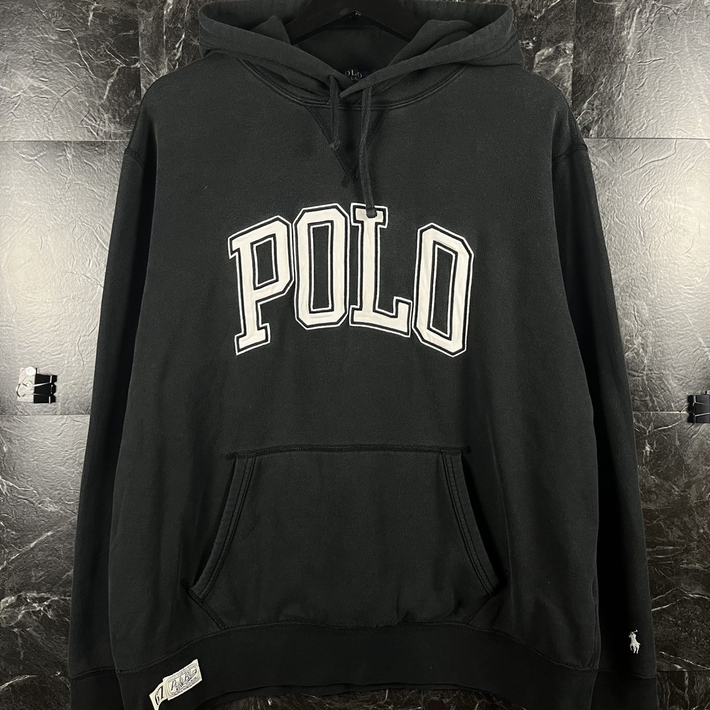 Polo Ralph Lauren Men's Black Logo Spell Fleece Hoodie XL